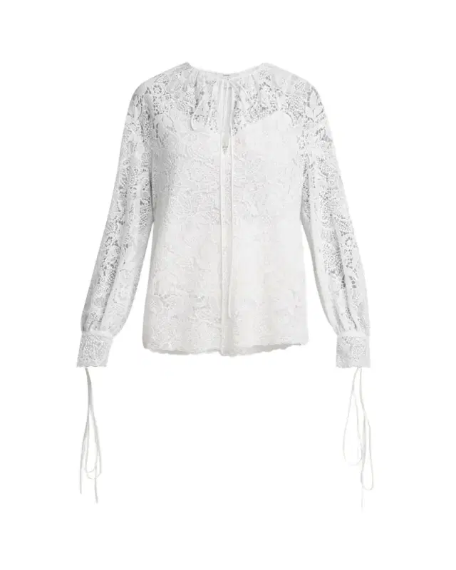 Erdem Floral Lace Drawstring Blouse