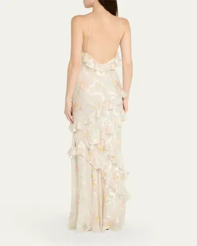 LoveShackFancy Rialto Asymmetric Ruffle Maxi Dress | Thumbnail 3