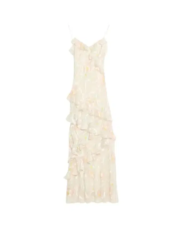 LoveShackFancy Rialto Asymmetric Ruffle Maxi Dress