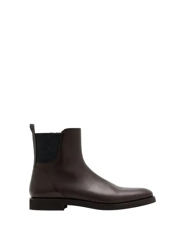 Leather Ankle Booties with Monili Pull Tab