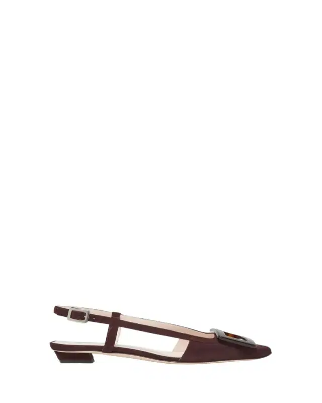 Belle Vivier Suede Buckle Slingback Pumps