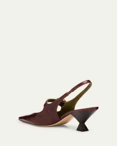 Maria Luca Natalia Croc-Embossed Leather Mary Jane Slingback Pumps | Thumbnail 2 Maria Luca Natalia Croc-Embossed Leather Mary Jane Slingback Pumps | Thumbnail 2
