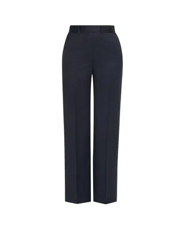 Mid-Rise Wide-Leg Wool Trousers