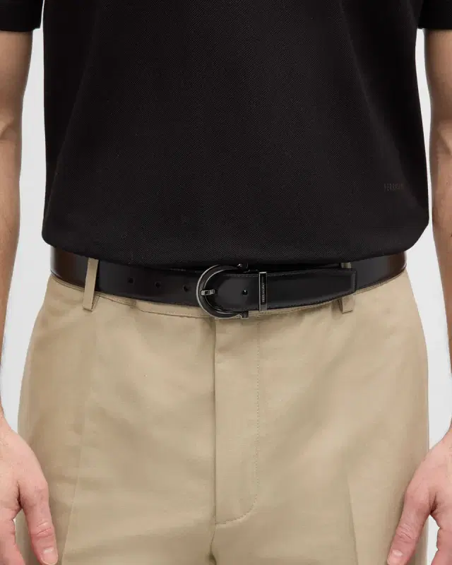 Men's Reversible Gancio-Buckle Leather Belt