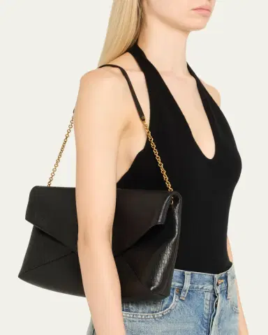 Saint Laurent YSL Envelope Clutch Bag in Grained Leather | Thumbnail 2 Saint Laurent YSL Envelope Clutch Bag in Grained Leather | Thumbnail 2