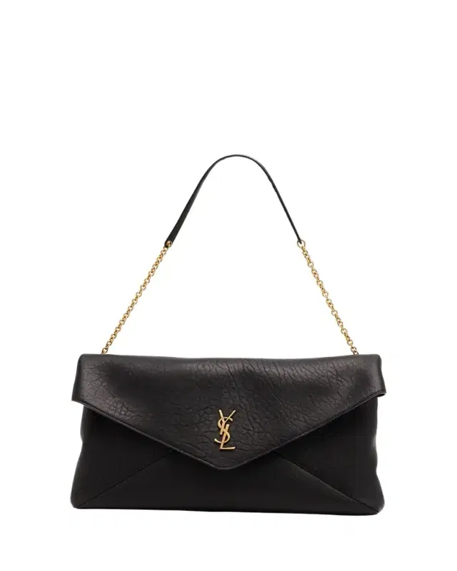 Saint Laurent YSL Envelope Clutch Bag in Grained Leather