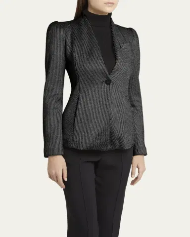Giorgio Armani Textured Jersey Jacquard Single-Breasted Blazer | Thumbnail 4