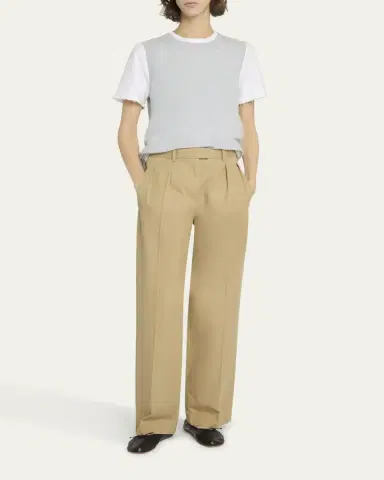 The Row Alfidis Pleated Straight-Leg Cotton-Cashmere Pants | Thumbnail 6