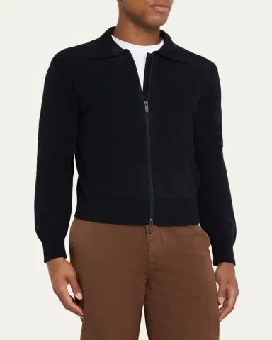 Thom Browne Men's Double-Face Knit Full-Zip Sweater | Thumbnail 4