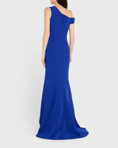 Rickie Freeman for Teri Jon One-Shoulder Floral Applique Crepe Mermaid Gown | Thumbnail 7