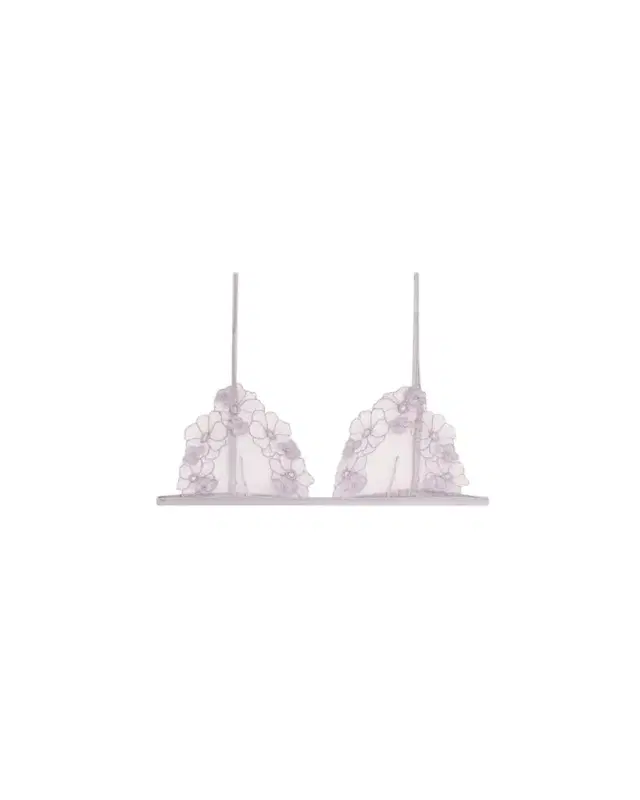 Violet Floral-Embroidered Lace Bra