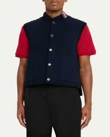 Thom Browne Men's Wool Quilted Knit Vest | Thumbnail 4 Thom Browne Men's Wool Quilted Knit Vest | Thumbnail 4