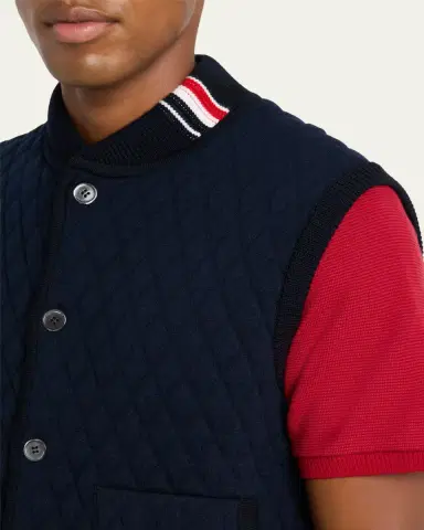 Thom Browne Men's Wool Quilted Knit Vest | Thumbnail 5 Thom Browne Men's Wool Quilted Knit Vest | Thumbnail 5