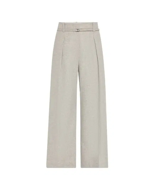 Cashmere-Wool Flannel Wide Sartorial Pants With Belt