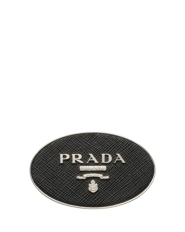 Prada Men's Logo Leather Oval Belt Buckle