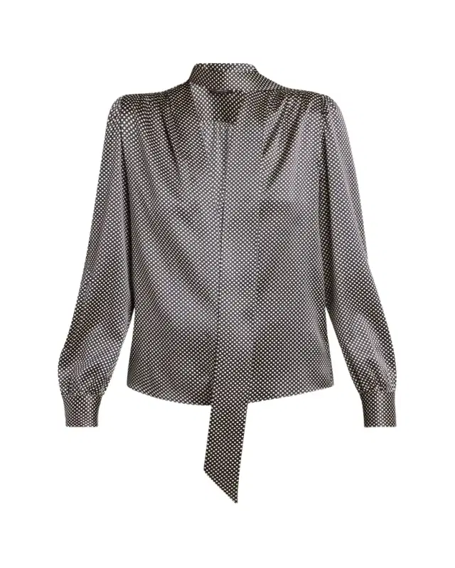 Polka Dot Silk Lavalliere Blouse