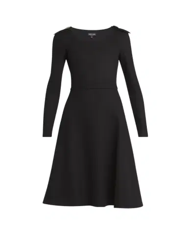 Giorgio Armani Shoulder-Epaulet Long-Sleeve Jersey Wool Midi Dress | Thumbnail 1 Giorgio Armani Shoulder-Epaulet Long-Sleeve Jersey Wool Midi Dress | Thumbnail 1