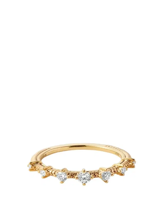 18K Yellow Gold Diamonds On Chain Ring