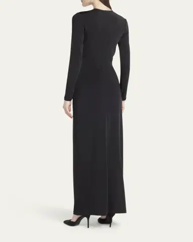 Giorgio Armani Keyhole Long-Sleeve Crystal Draped Jersey Gown | Thumbnail 7 Giorgio Armani Keyhole Long-Sleeve Crystal Draped Jersey Gown | Thumbnail 7