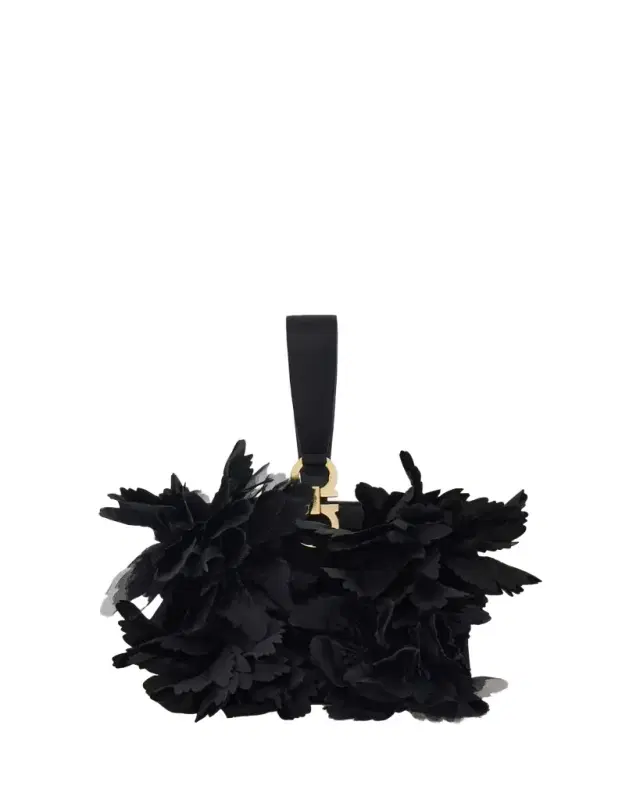 Floral Applique Leather Wristlet
