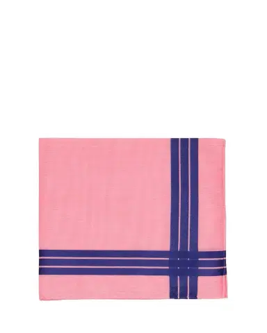 Simonnot Godard Men's Satin Crossed Stripe Cotton Handkerchief | Thumbnail 1 Simonnot Godard Men's Satin Crossed Stripe Cotton Handkerchief | Thumbnail 1
