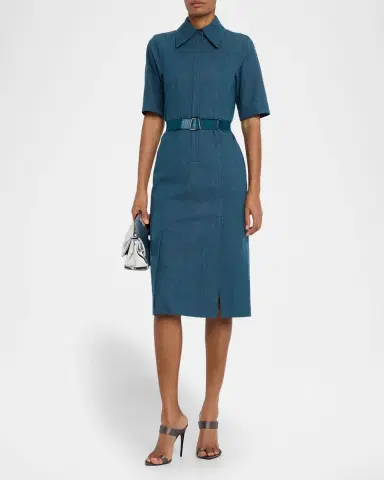 Akris Belted Stretch Cotton Denim Shirtdress | Thumbnail 3 Akris Belted Stretch Cotton Denim Shirtdress | Thumbnail 3