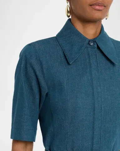 Akris Belted Stretch Cotton Denim Shirtdress | Thumbnail 4 Akris Belted Stretch Cotton Denim Shirtdress | Thumbnail 4