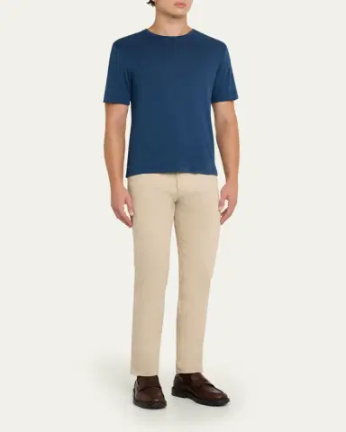 Loro Piana Men's Mazzorbo Silk and Cotton Crewneck T-Shirt | Thumbnail 2