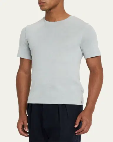 Loro Piana Men's Mazzorbo Silk and Cotton Crewneck T-Shirt | Thumbnail 12