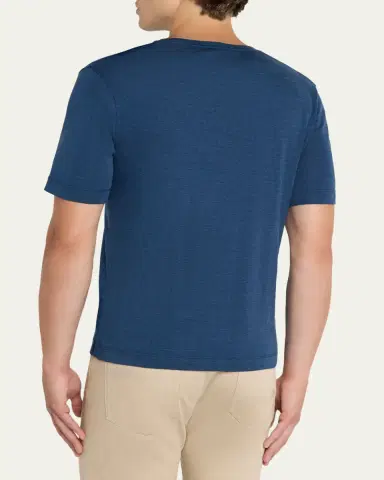 Loro Piana Men's Mazzorbo Silk and Cotton Crewneck T-Shirt | Thumbnail 3
