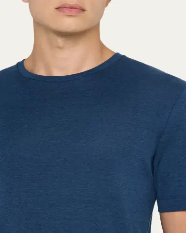 Loro Piana Men's Mazzorbo Silk and Cotton Crewneck T-Shirt | Thumbnail 5