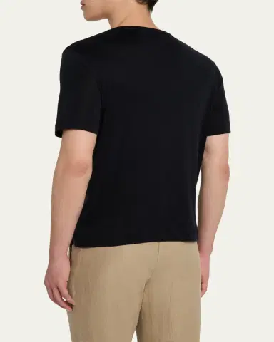 Loro Piana Men's Mazzorbo Silk and Cotton Crewneck T-Shirt | Thumbnail 7