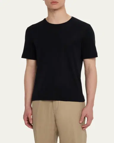 Loro Piana Men's Mazzorbo Silk and Cotton Crewneck T-Shirt | Thumbnail 8