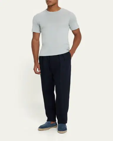 Loro Piana Men's Mazzorbo Silk and Cotton Crewneck T-Shirt | Thumbnail 10