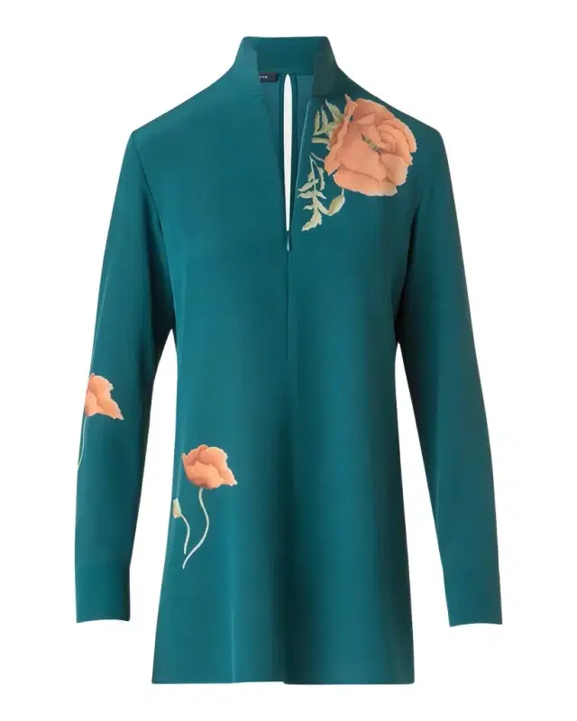 Anemone Print Silk Crepe Tunic