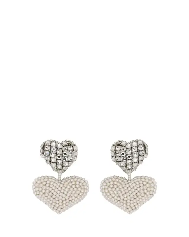 Beaded Crystal Heart Earrings