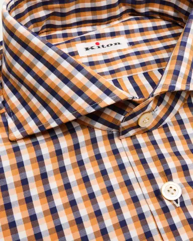 Kiton Men's Cotton Multi-Check Dress Shirt | Thumbnail 2 Kiton Men's Cotton Multi-Check Dress Shirt | Thumbnail 2