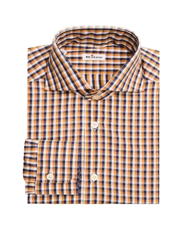 Kiton Men's Cotton Multi-Check Dress Shirt