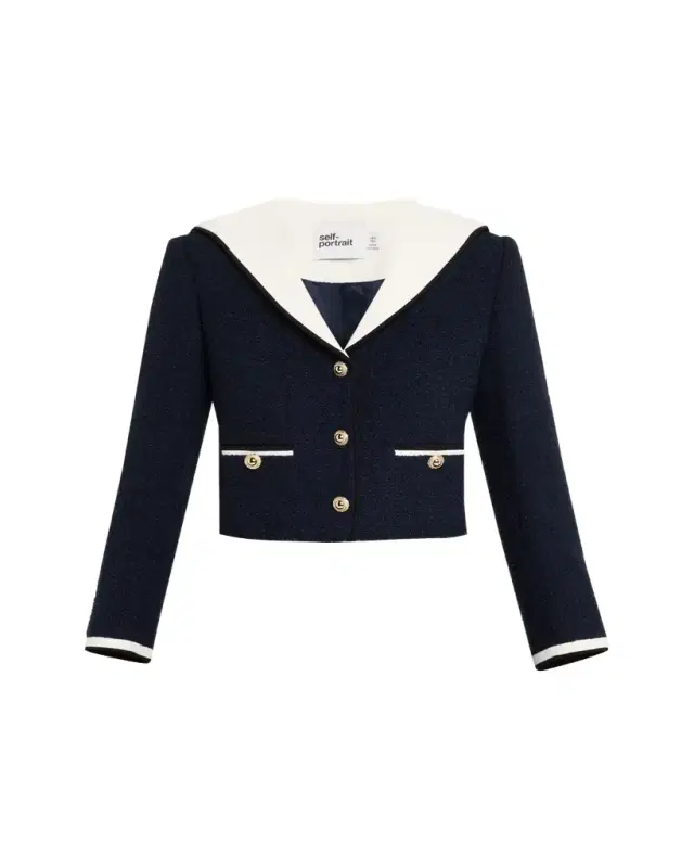 Self-Portrait Boucle Contrast Collar Jacket