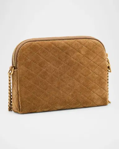Saint Laurent Gaby Mini YSL Crossbody Bag in Quilted Suede | Thumbnail 11