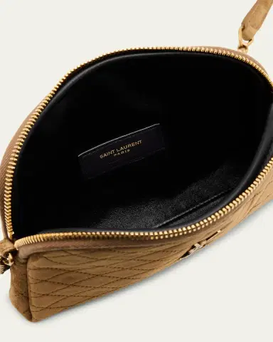 Saint Laurent Gaby Mini YSL Crossbody Bag in Quilted Suede | Thumbnail 4