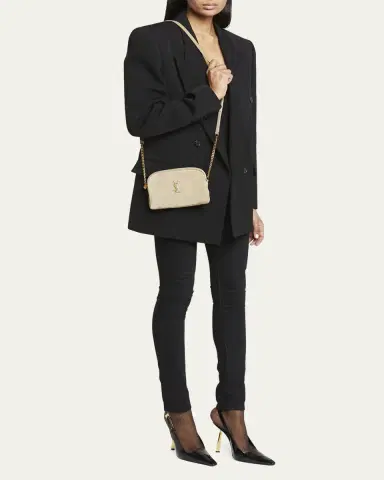 Saint Laurent Gaby Mini YSL Crossbody Bag in Quilted Suede | Thumbnail 9