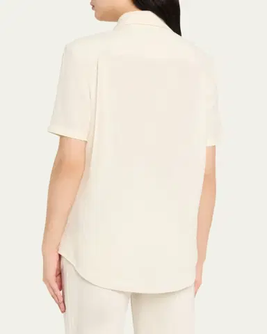 Loro Piana Shirley Short-Sleeve Light Linen Crepe Shirt | Thumbnail 3 Loro Piana Shirley Short-Sleeve Light Linen Crepe Shirt | Thumbnail 3