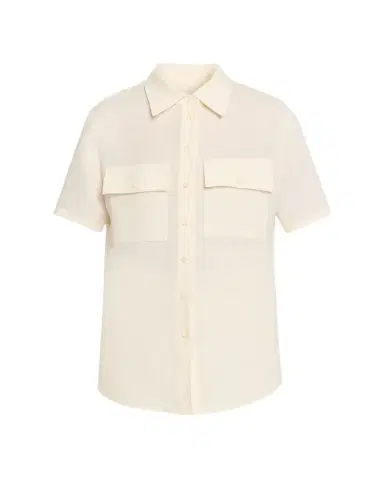 Loro Piana Shirley Short-Sleeve Light Linen Crepe Shirt | Thumbnail 1 Loro Piana Shirley Short-Sleeve Light Linen Crepe Shirt | Thumbnail 1