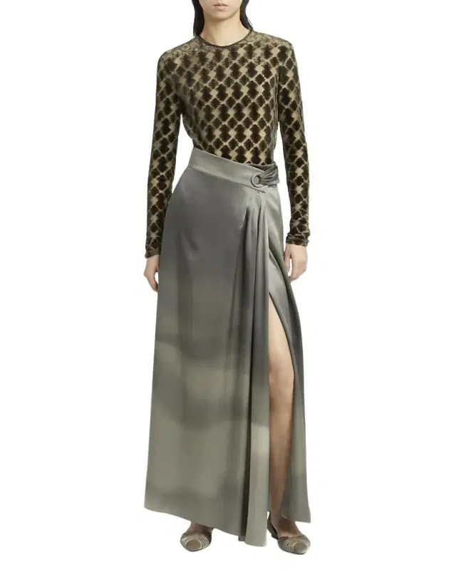 Giorgio Armani Velvet Jersey Jacquard Long-Sleeve Top
