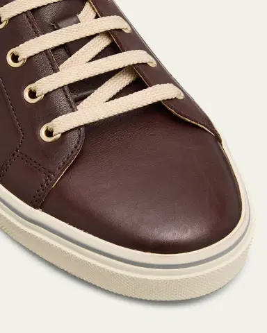 Brunello Cucinelli Men's Vulcanized-Sole Leather Low-Top Sneakers | Thumbnail 5 Brunello Cucinelli Men's Vulcanized-Sole Leather Low-Top Sneakers | Thumbnail 5