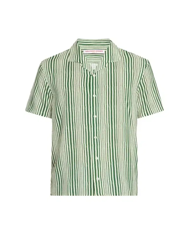 Orlebar Brown Men's Hibbert Lyocell Shore-Stripe Classic Fit Short-Sleeve Shirt