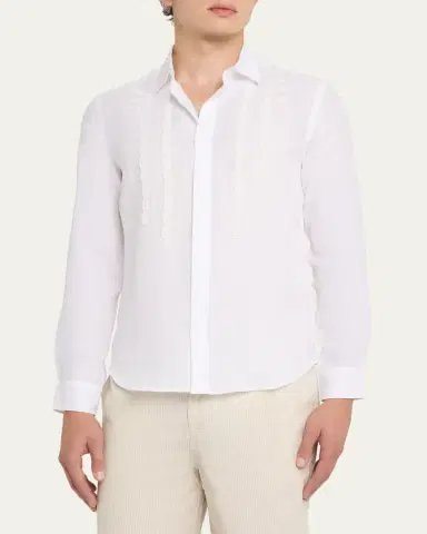 Orlebar Brown Men's Giles Linen Applique Tailored-Fit Sport Shirt | Thumbnail 4