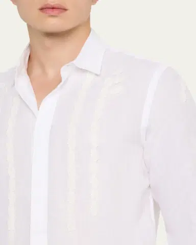 Orlebar Brown Men's Giles Linen Applique Tailored-Fit Sport Shirt | Thumbnail 5