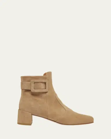 Roger Vivier Tres Vivier Suede Buckle Ankle Booties | Thumbnail 4 Roger Vivier Tres Vivier Suede Buckle Ankle Booties | Thumbnail 4
